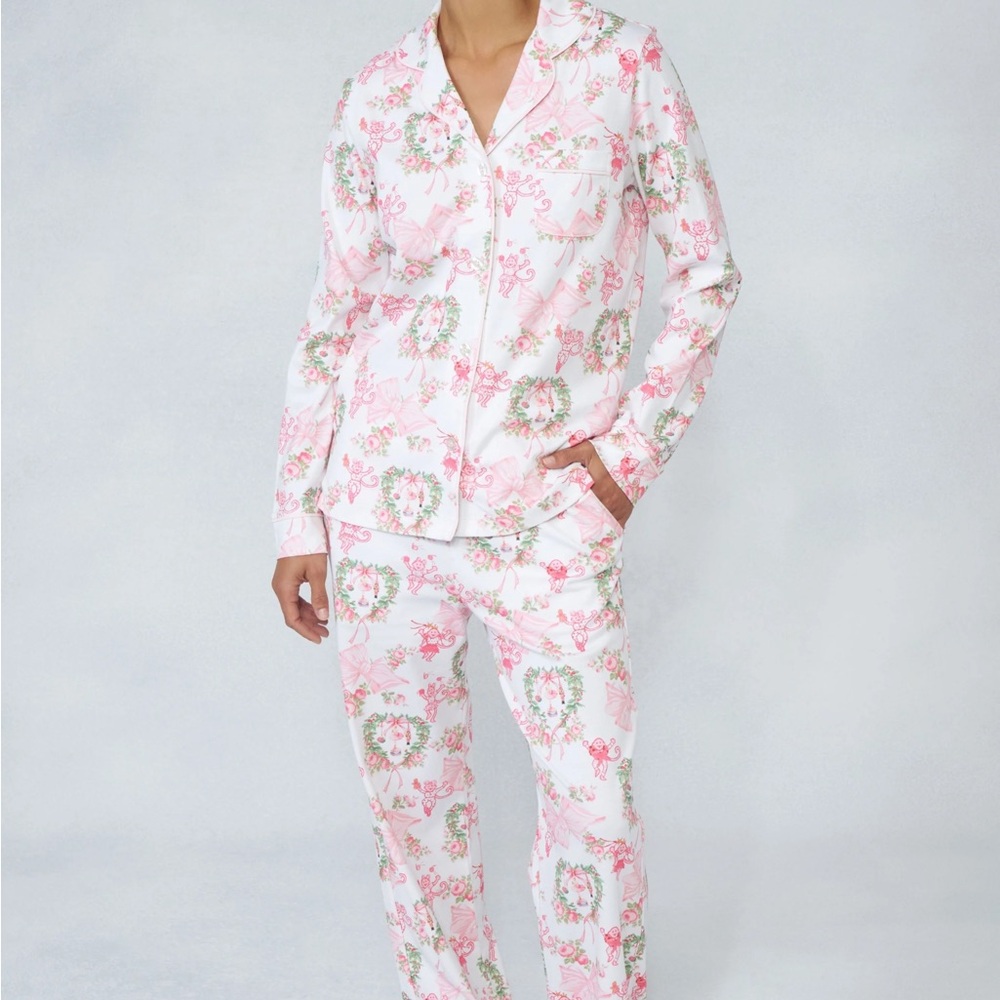 Loveshackfancy x Roller Rabbit Merry Monkey Beaux Long Sleeve Polo Pajamas